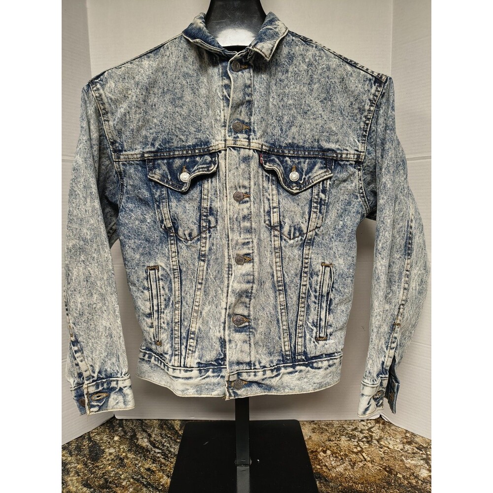 Vtg Levis 57508-0209 Acid Wash Denim Trucker Jean Jacket Size Large USA 1980s